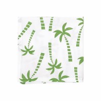 18" Square White and Green Beachy Palm Tree Cloth Napkin