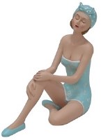 7" Blue and White Sitting Beach Lady in Turban