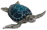 7" Silver and Navy Polyresin Turtle Box
