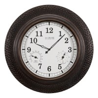 22" Round Distressed Copper Finish Temperature and Humidity Clock