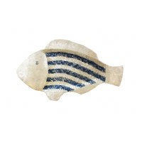 22" Blue and White Striped Capiz Fish Tray