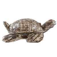 12" Whitewash Brown Wood Turtle Box