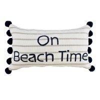 12" x 18" Navy and White On Beach Time Striped Pillow