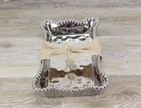 10" Silver Beaded Ceramic Guest Towel Holder  by Pampa Bay