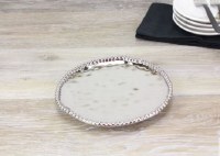 7" Round Silver Beaded Ceramic Plate  by Pampa Bay