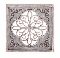 36" Square Whitewash Galvanized Openwork Plaque