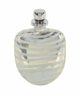 12" Silver Striped Glass and Metal Bottle