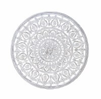 36" Round Distressed White Finish Wood Medallion