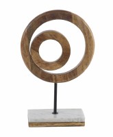 13" Wood Ring Sculpture with Marble Base