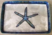 6" x 8" Blue and White Starfish Capiz Dish