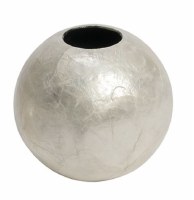 5" Round White Capiz Ball Vase