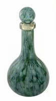 20" Green and Blue Lake Como Painted Glass Bottle with Top