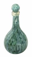 17" Green and Blue Lake Como Painted Glass Bottle with Top