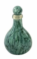 12" Green and Blue Lake Como Painted Glass Bottle with Top