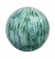 5" Round Green and Blue Lake Como Painted Glass Orb
