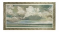 37" x 67" Cloud Scape Over Ocean Vista Framed Gel Textured Coastal Print Framed