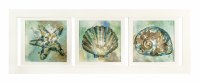 18" x 51" Three Multi Colored Coastal Gel Textured Coastal Prints in White Frame
