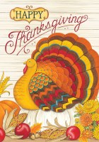 12" x 18" Mini Happy Thanksgiving Turkey Flag