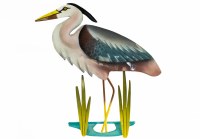 20" Heron Head Up Coastal Metal Wall Art Plaque