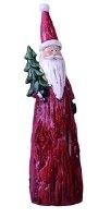 7" Small Resin Wood Look Santa Figure with Tree