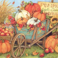 6.5" Pumpkin Crop Lunch Napkin  Fall and Thanksgiving