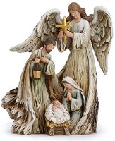 10" Polyresin Angel With Holy Family