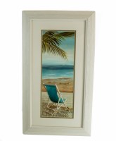 27" x 15" Sling Chair Beach Framed Under Glass