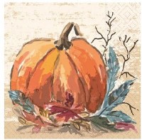 5" Square Pumpkin Harvest Paper Beverage Napkins Fall and Thanksgiving