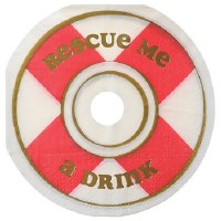 5" Round Rescue Me Life Preserver Die Cut Paper Beverage Napkins