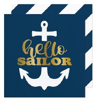 5" Square Hello Sailor Foil Paper Beverage Napkins