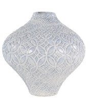 10" White Circle / Daimond Pattern Ceramic Vase