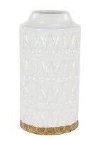 16" White Cylinder Ceramic Vase