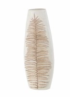 25" Light Brown Frond on White Resin Vase