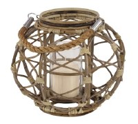 10" Brown Round Ratten Lantern