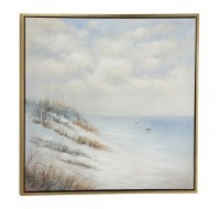 39" Square 3 Small Boats Beach Canvas Framed