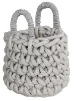 11" White Fabric Loop Basket