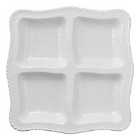 13" Rectangle White Rope Edged Chip & Dip Platter