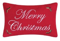 8" x 12" Red Merry Christmas Embroidered Pillow