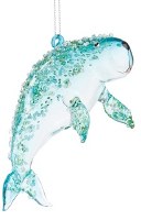 5" Blue Beaded Manatee Ornament