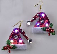 3" LED Santa Hat Earrings