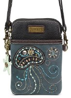 8" Navy Jellyfish Dazzled Cell Crossbody Purse