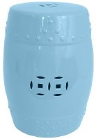 13" Round Light Blue Ceramic Garden Stool