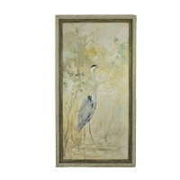 44" x 24" Blue Heron 2 Misty Gel Textured Coastal Print in a Distressed Gray Frame