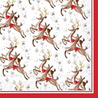 6.5" Red and Brown Reindeer Lunch Napkins