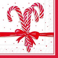 5" Red and White Candy Canes Cocktail Napkins