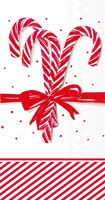 8.5" Red and White Candy Canes Guest Towel