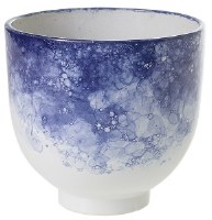7" Round Blue and White Ceramic Pot