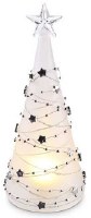 9" LED Frosted and Silver Glass Tree