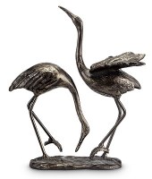 10" Distressed Brass Finish Heron Pair