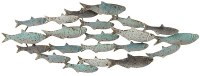 40" White, Gray and Aqua School of Fish Coastal Metal Wall Art Plaque